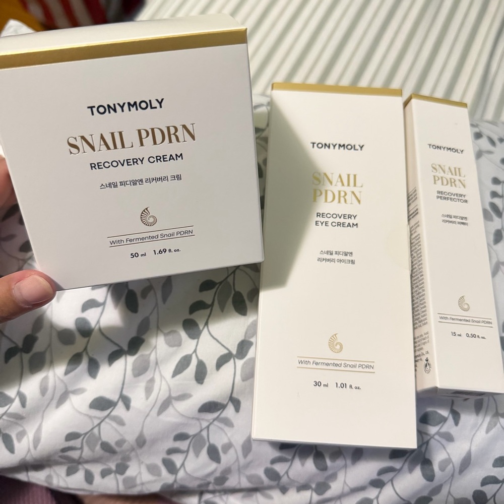 Snail PDRN Recovery Cream Set - White and Gold
